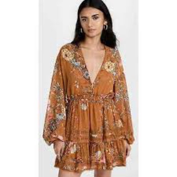 Free People Dresses & Skirts - Free People cherry blossom mini Floral Long Sleeve Dress